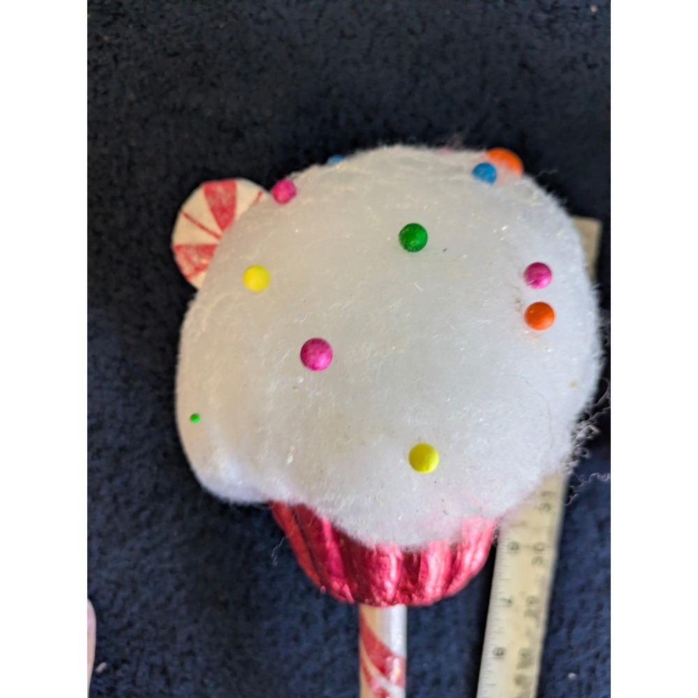 Cupcake Lollipop Christmas Tree Picks Pink White Candy Land Decor 5pc 20 inch - Picture 2 of 9